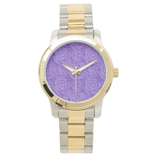 Montre Luxueux violet Rose populaire Floral (devant)