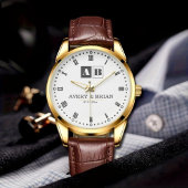 Montre Luxury Black & White Couple’s Name Engraved