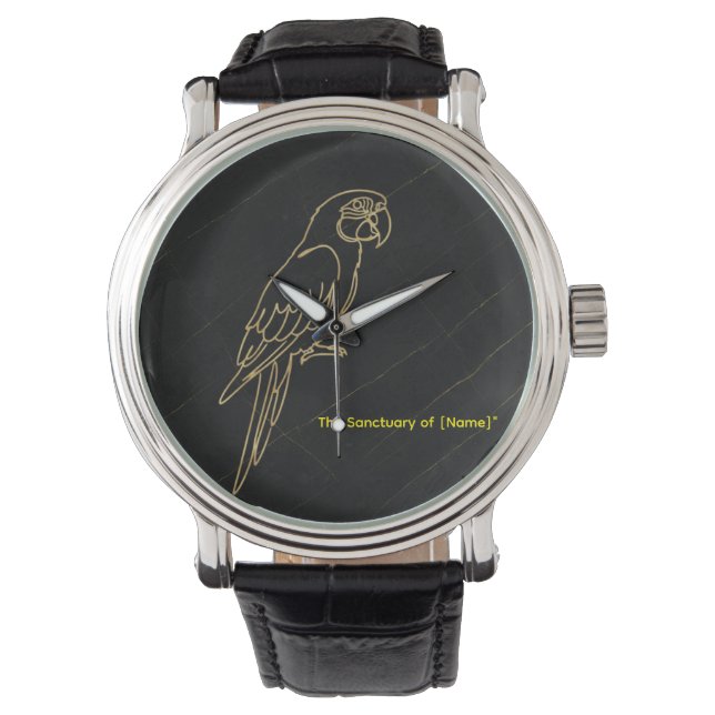 Montre Luxury Gold Macaw Parrot Marble Wristwatch (devant)