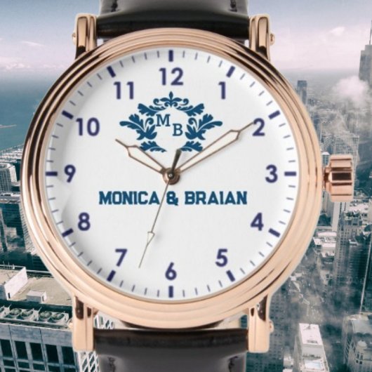 Montre Luxury vintage blue Monogram white