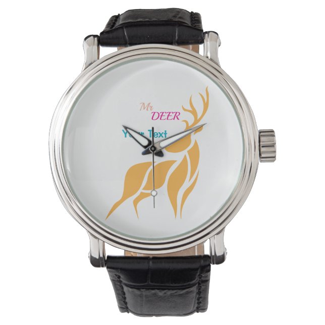 Montre M. Cerf Graphique – Style Bois Rustique (devant)