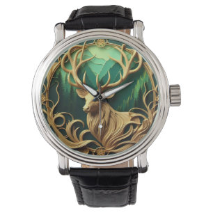 Montre Magnifique buck regardant dans une forêt sereine