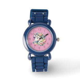 Montre Magnifique licorne & Fleurs