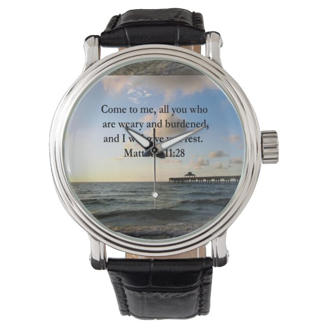 MONTRE MAGNIFIQUE MATTHEW 11:28 SCRIPTURE VERSE (devant)