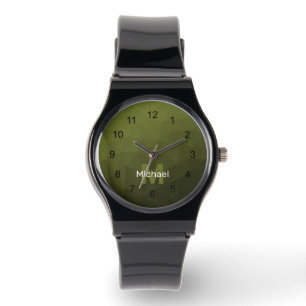 Montre Maillon géométrique dégradé vert de l'Armée Monogr