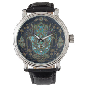 Montre Main de Hamsa - Main de Fatima Pierres Bleues