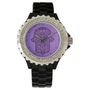 Montre Main de henné de Hamsa (violet)