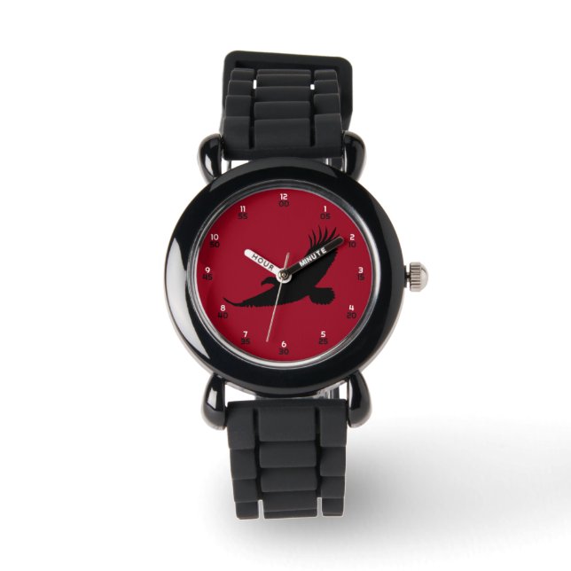 Montre Majestic Black Eagle Silhouette Gras Rouge (Recto)
