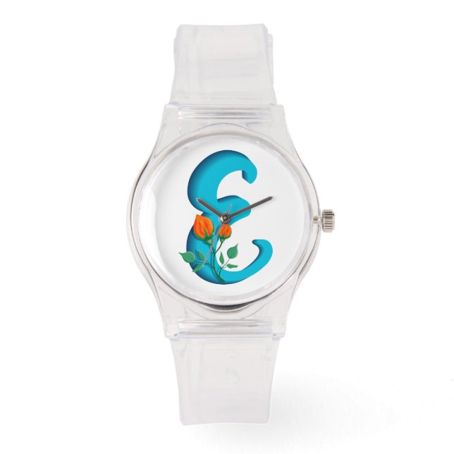 Montre Majuscule E monogramme floral (Recto)