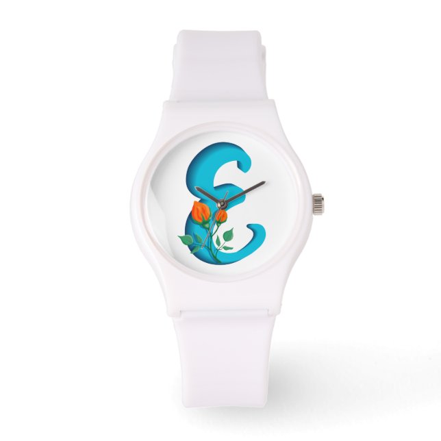 Montre Majuscule E monogramme floral (Recto)