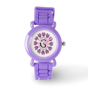 Montre Majuscule G monogramme floral