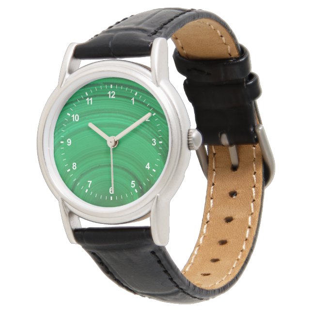 Montre Malachite verte en gros plan (Incliné)