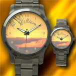 Montre Malecon Sunset 2441<br><div class="desc">Peinture Collection "Malecon Sunset 2441" Personnalisez la page du produit ou cliquez sur le bouton "Personnaliser" pour obtenir plus d'options de conception. Design créé à partir de mon tableau "Malecon Sunset 2441" capturant un beau coucher de soleil sur une promenade de plage appelée le Malecon à Puerto Vallarta, Mexique. Les...</div>