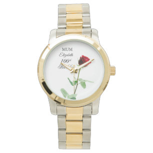 Montre Maman 100e anniversaire Fleur de rose rouge person