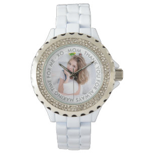 Montre Maman Merci Photo Blanc Gris