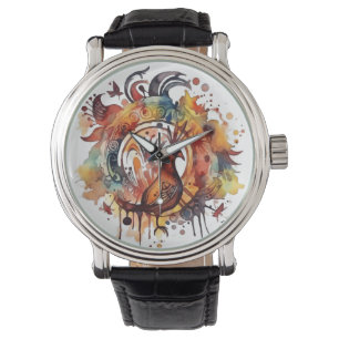 Montre Mandala Aquarelle Tribale Phoenix Art