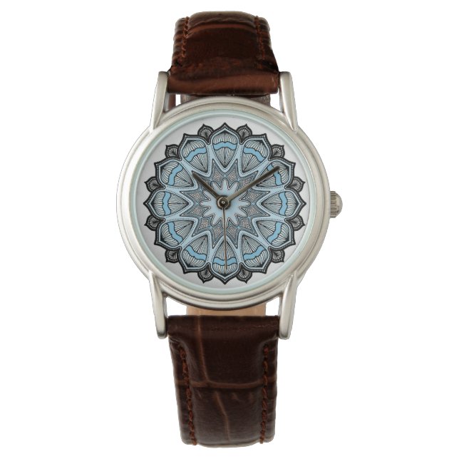 Montre Mandala Bleu Orné (devant)