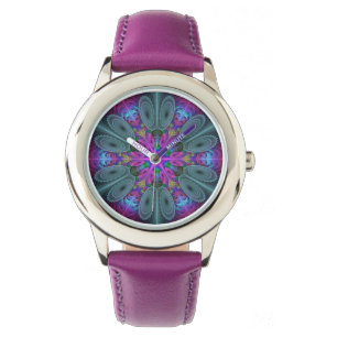 Montre Mandala Colorful spiritual Fractal Art With Pink