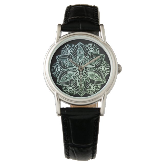 Montre Mandala Exotic Tribal Green Gradient (devant)