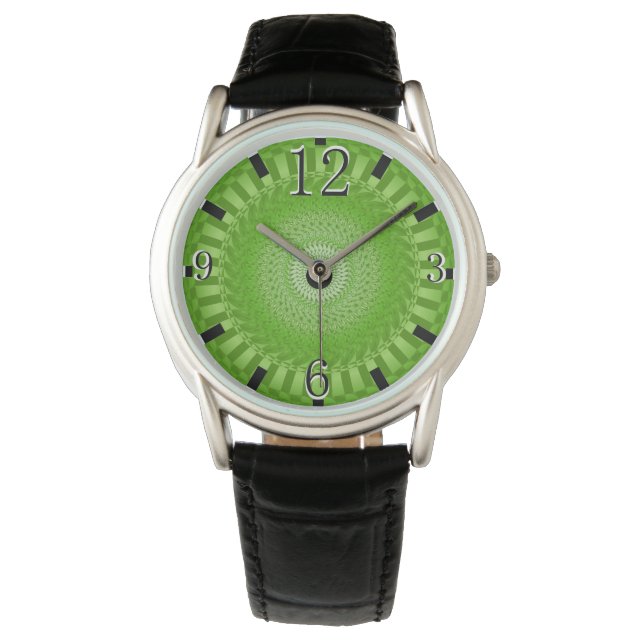 Montre Mandala vert Soleil (devant)