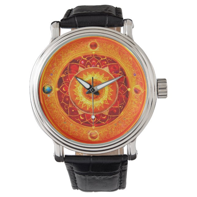 Montre "Mandalas cosmiques : Timepiece planétaire" (devant)