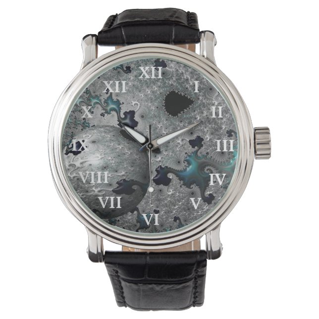 Montre Mandelbrot Turquoise et Silver (devant)