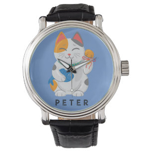 Montre Maneki Neko White Chat, symbole de bonne chance