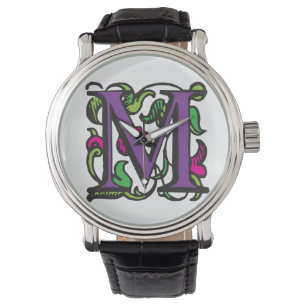 Montre Manuscrit lumineux M de la Renaissance pourpre