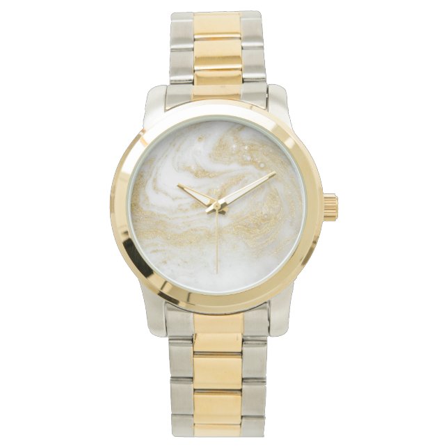 Montre Marbre blanc D'OR PERSONNALISÉ INSPIRÉ (devant)