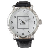 Montre Marbre blanc élégant logo d'entreprise classique (devant)