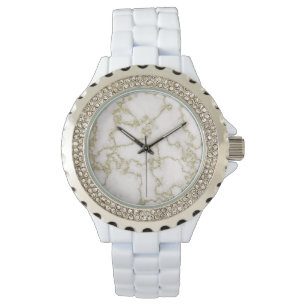 Montre Marbre blanc et or élégant pour femmes