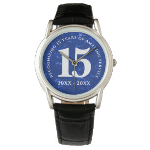 Montre Marbre Bleu Élégant 15 Anniversaire Du Travail