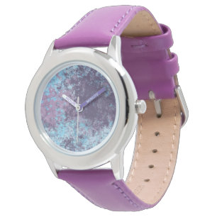 Montre Marbre bleu, rose et violet Abstrait