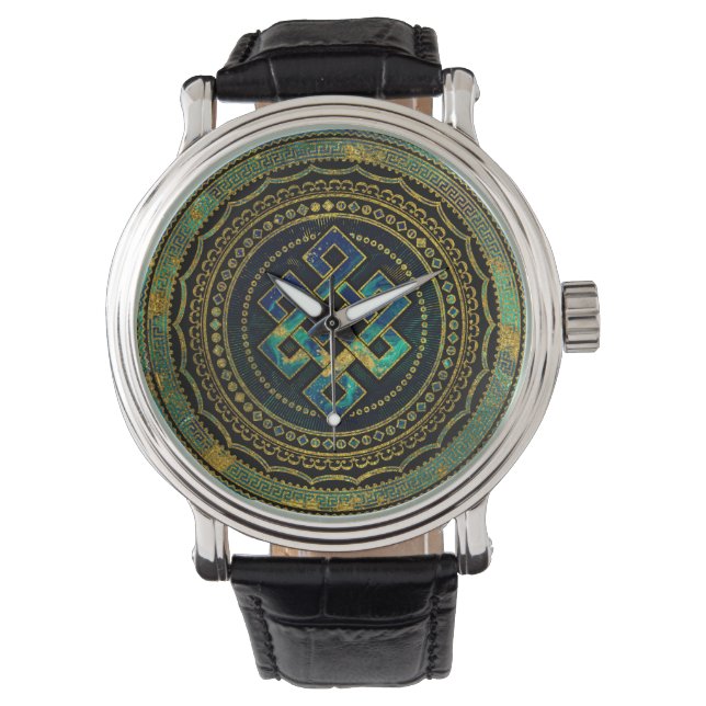 Montre Marbre et Abalone sans fin noeud à Mandala (devant)
