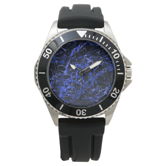 Montre Marbre noir et bleu, (devant)