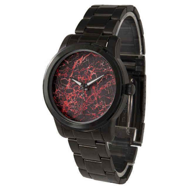 Montre Marbre noir et rouge, (Incliné)
