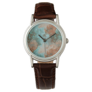 Montre Marbre turquoise et rouille Abstrait