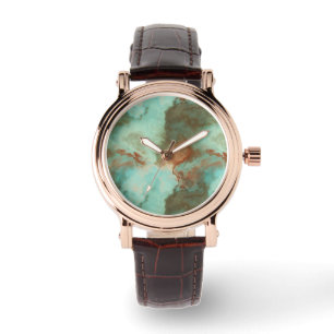 Montre Marbre turquoise et rouille Abstrait