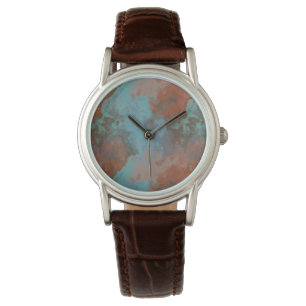 Montre Marbre turquoise et rouille Abstrait