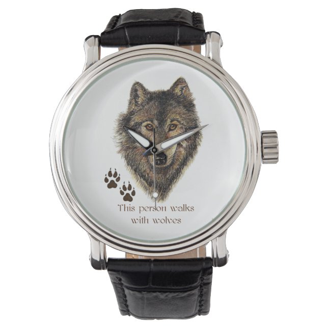 Montre Marches avec loups Citation Wild Wolf Head Logo pi (devant)