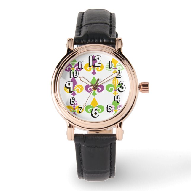 Montre Mardi Gras Fleur de Lis (Recto)
