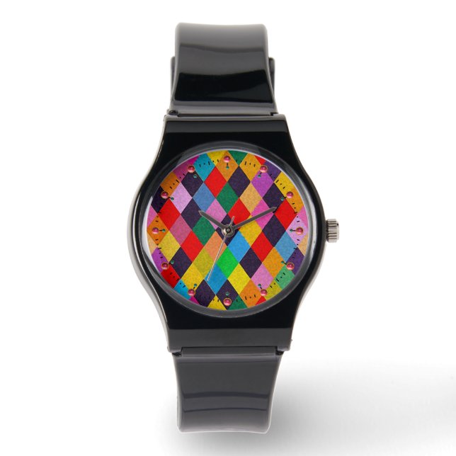 Montre MARDI GRAS HARLEQUIN MOTIF coloré Rhombi Watc (Recto)