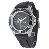 Montre Mariage Best Man Cadeau Moderne Monogramme Nom Spo (Incliné)
