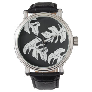 Montre Mariage botanique noir de Monstera