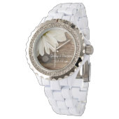 Montre Mariage campagnard blanc de marguerite et de grang (Incliné)
