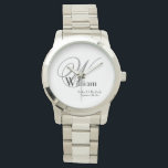 Montre Mariage Père De La Mariée Cadeau Monogramme Classi<br><div class="desc">Mariage Père De La Mariée Cadeau Monogramme Monographie Classique Montre. Cliquez sur personnaliser ce modèle pour le customiser avec l'initiale Monogram, le nom et la date de mariage rapidement et facilement. Mariage Père De La Mariée Cadeau Monogramme Classic Watch, fait partie de la Collection Cadeaux Parents dans ce magasin. Garantie...</div>