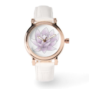 Montre Mariage rose Lotus blanc et Rose or