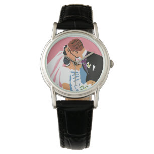 Montre Mariage Vintage, Mariés Rétro s'Embrassant