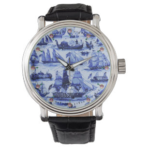 Montre MARITIME, NAVIRES VINTAGES, NAVIRES À VOILE, Bleu