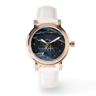 Montre Marque bleu marine or personnalisé Votre nom Regar